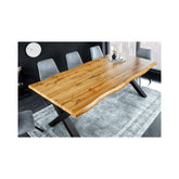 Hectarul - Masa de dining maro cu aspect de stejar, picioare in X Wild 160 cm Invicta